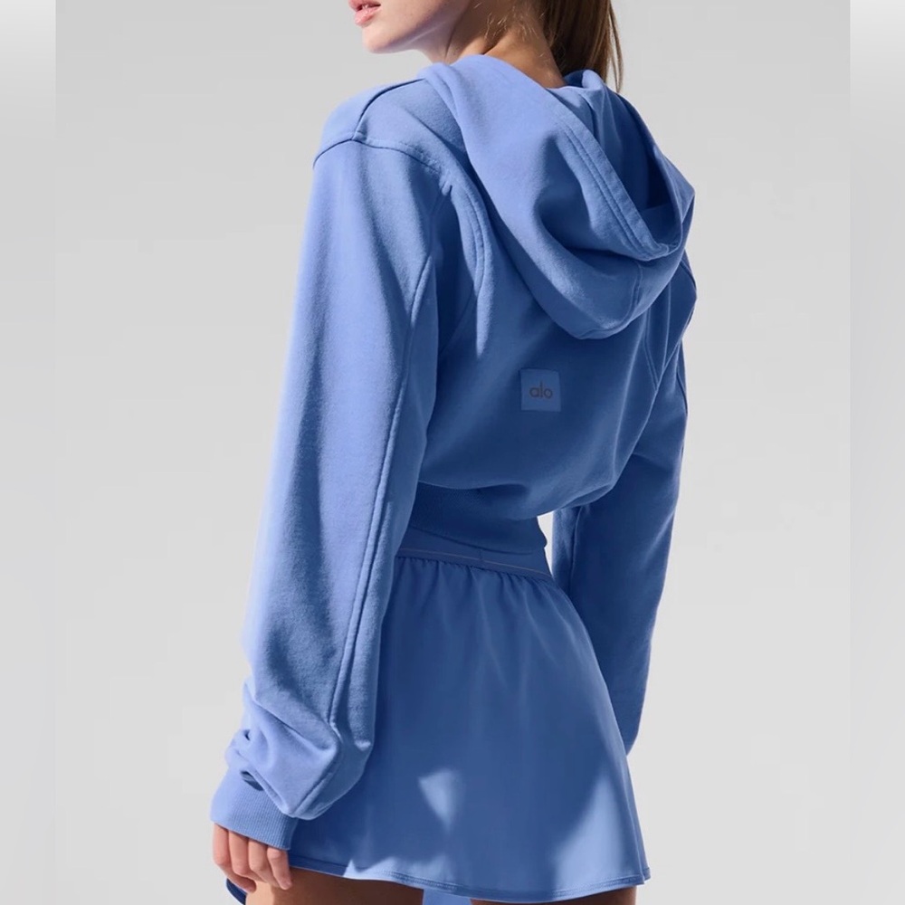 ALO Yoga Crystal Clear Blue Zip Up Hoodie